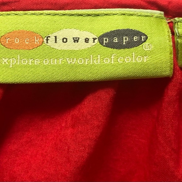 Rock Flower Paper blouse peasant style tomato red eyelet cotton boho size small - Picture 9 of 9